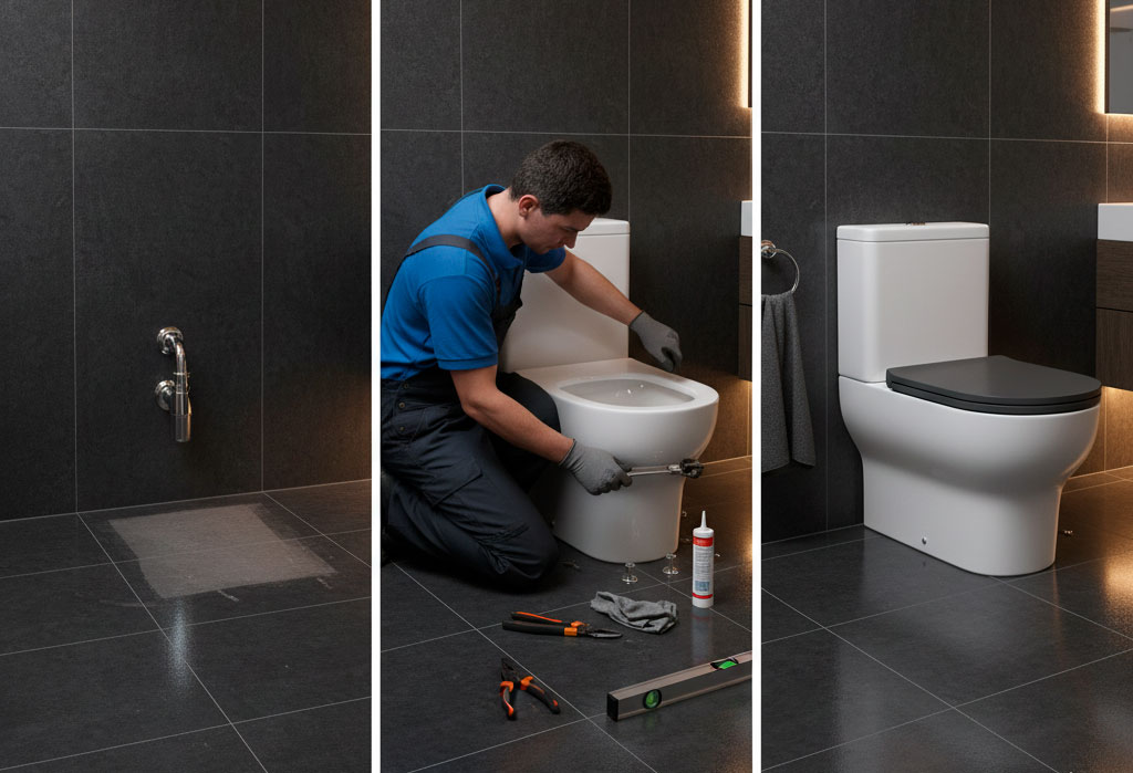 Установка унитаза — до монтажа и после